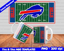 Bills Mug Design Png, Sublimate Mug Template, Bills Mug Wrap, Sublimation Football Design PNG, Instant Download
