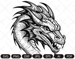Dragon SVG, Tribal Dragon SVG, Dragon Tattoo svg, Dragon Silhouette, Dragon Vector, Dragon Clipart, Cut File