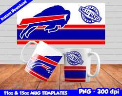 Bills Mug Design Png, Sublimate Mug Template, Bills Mug Wrap, Sublimation Football Design PNG, Instant Download