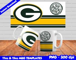 Packers Mug Design Png, Sublimate Mug Templates, Packers Mug Wrap, Sublimation Football Design PNG, Instant Download