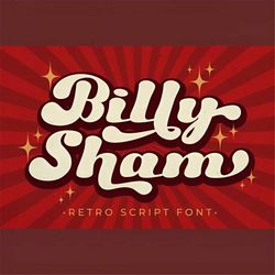 Billy Sham Font - Retro Font, Vintage Font, Groovy Font, Retro Script, Procreate Font, Canva Font, Cricut Font, Logo Bra