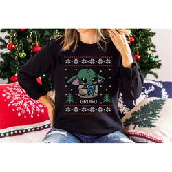 Baby Yoda Ugly Christmas Sweatshirt, Funny Christmas Sweater for Holidays, Winter sweater, Grogu Star Wars Xmas Gift, Ma
