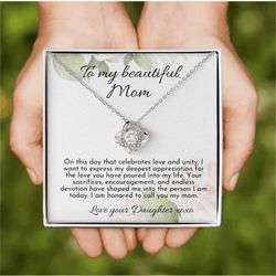 Mother of Bride Gift, To Mom, Mom Wedding Gift, Mom Of The Bride Gift, Love Knot Necklace, Wedding Thank You Mom