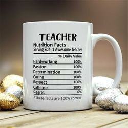 Teacher Cup, Teacher Mug, Teacher Gift, Teacher Nutritional Facts Mug,  Best Teacher Gift, Teacher Graduation, Funny Tea