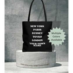 Homesick Tourist Tote, Your Town Personalized, Destination Wedding Tote, City Name