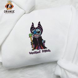 Stitch Maleficent Embroidered Crewneck, Halloween Sweatshirt, Stitch Costume Embroidered Hoodie, Unisex T-shirt