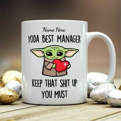 Personalized Gift For Manager, Yoda Best Manager, Manager Gift, Manager Mug, Gift For Manager, Funny Personalized Gift F
