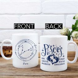 Pisces Mug - Pisces Gift - Pisces Constellation Coffee Mug - Zodiac Gifts for Pisces - Pisces March Birthday