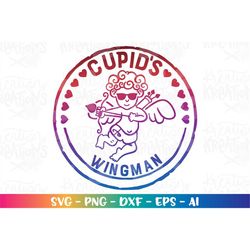 Cupid's Wingman svg hand drawn svg cute valentine cupid clipart printable decal  cut file Cricut Instant Download vector