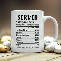 Server Mug, Server Gift, Server Nutritional Facts Mug,  Best Server Gift, Server Graduation, Funny Server Coffee Mug