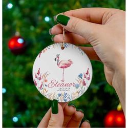 Flamingos Ornaments, Ornaments Personalized, Animal Ornament, Custom Ornament