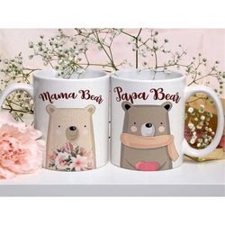 parents to be gift - papa and mama bear mug set, mugs for new parents, parents to be coffee mugs, couples coffee mug set