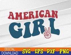 Retro Groovy All American Girls Fourth 4th of July Patriotic Svg, Eps, Png, Dxf, Digital Download