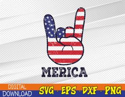Merica Rock Sign 4th Of July American USA Flag Patriotic Svg, Eps, Png, Dxf, Digital Download