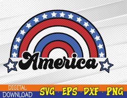 America Patriotic Rainbow Digital Design Download, 4th of July Svg, Eps, Png, Dxf, Digital Download