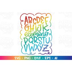 Back to school svg ABC Alphabet elemeno kids cute boy girl hand lettered print iron on cut file instant download vector
