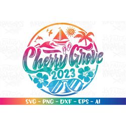 Cherry Grove svg Summer Beach emblem 2023 south carolina spring break print iron on color cut file silhouette cricut cam