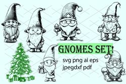 Gnome Bundle svg,png,pdf Christmas Doodle, Gnomes Merry Christmas svg, Gnomies svg Cut File