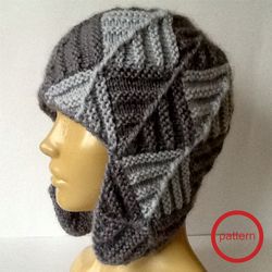 patchwork hat pattern knitting earflap hat chees color hat