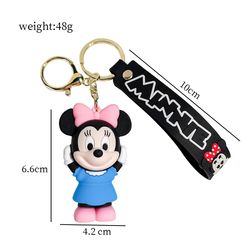 Cartoon Mickey Minnie Silicone Keychains Disney Cute Doll Pendant Key Holder Keyring for Car Key Bag Accessories