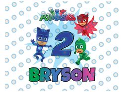 Personalized Name And Ages, PJ Masks PNG Iron On Transfer, Personalized DIY, Birthday Girl Party Printables Pj Masks Png