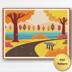 SUPER EASY Cross Stitch Pattern. Autumn, Nature, Landscape, Minimalism, Boho Patterns for Beginners