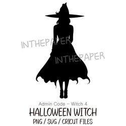 Halloween Witch | SVG, PNG, full body, silhouette, line art, black and white, witch hat, woman, Clip art, princess, deco