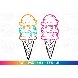 Ice Cream clipart svg hand drawn summer quote iron on print shirt  svg cut file silhouette cricut instant download vecto