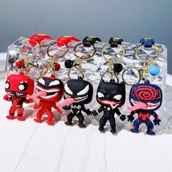 Marvel Anti Hero Venom Keychains Cute Deadpool Silica Gel Keyrings Cartoon Avengers Superhero Pendant Keyholder