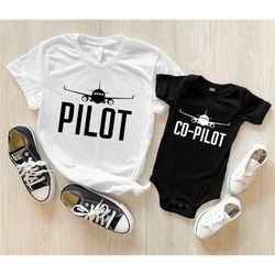 Father And Son Matching Shirts, Pilot And Co-Pilot T-shirts, Dad And Baby Funny Outfit, Baby Shower Cute Gift, Pilot Dad