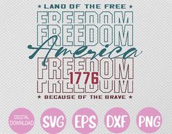 Retro America America The Beautiful Land Of The Free 4th Of July Fourth Of July Patriotic USA Svg, Eps, Png, Dxf, Digita