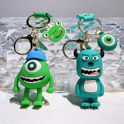 Disney Monsters University Keychain Cartoon Figure Mike Sulley Silicone Pendant Keyring Key Holder Accessories