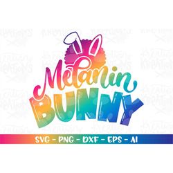 Melanin Bunny svg Cute Bunny Ears Afro clipart printable decal iron on tee design Cricut Silhouette Instant Download vec