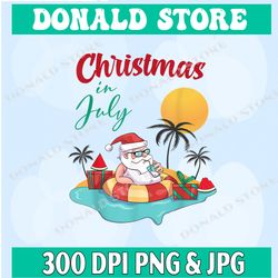 Santa Christmas In July Png, Summer Vibes, Beach Vacation, Holiday Png, Tropical Png Files