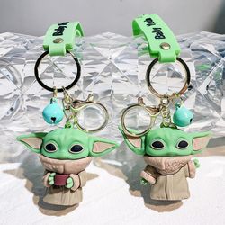 Disney Movie Star Wars Silicone Keychain Cartoon Cute Yoda Baby Pendant Keyring for Children Backpack Accessories