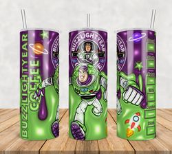 Buzz Lightyea Tumbler Wrap Png, Buzz Lightyear 20oz Skinny Tumbler Template Png, BinInflated Cartoon 3D Tumbler Design