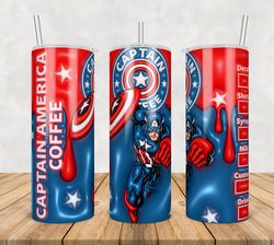 Captain America Tumbler Wrap Png, Captain America 20oz Skinny Tumbler Template Png,BinInflated Cartoon 3D Tumbler Design