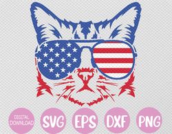 Patriotic Cat 4th Of July Meowica American Flag Sunglasses Svg, Eps, Png, Dxf, Digital Download