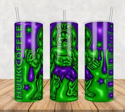 Hulk Tumbler Wrap Png, Hulk 20oz Skinny Tumbler Template Png, Avengers BinInflated Cartoon 3D Tumbler Design
