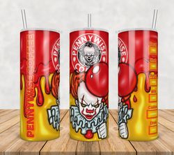 Pennywise Tumbler Wrap Png, Pennywise 20oz Skinny Tumbler Template Png, Pennywise Png, Cartoon 3d Inflated Tumbler