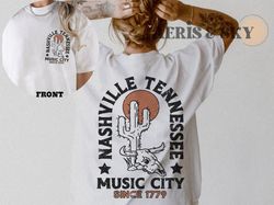 Nashville Country Music Tee, Music City Shirt Boho Western Graphic Tee, Tennessee Tshirt, Comfort Colors, Girls Trip, Co