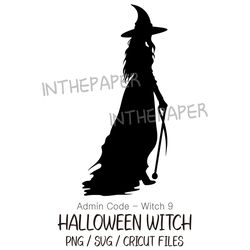 Halloween Witch | SVG, PNG, full body, silhouette, line art, black and white, witch hat, woman, Clip art, princess, deco