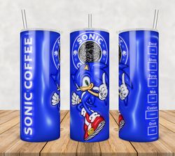 Sonic the Hedgehog Tumbler Wrap Png, Sonic 20oz Skinny Tumbler Template Png, Sonic Png, Cartoon 3d Inflated Tumbler