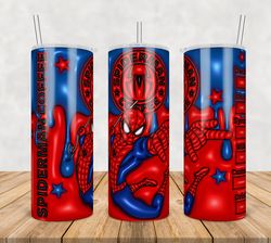 Spiderman Tumbler Wrap Png, Spiderman 20oz Skinny Tumbler Template Png, Spiderman Png, Cartoon 3d Inflated Tumbler