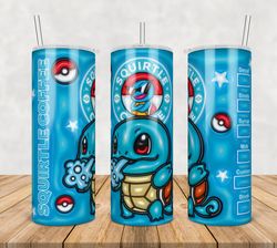 Squirtle Tumbler Wrap Png, Squirtle 20oz Skinny Tumbler Template Png, Squirtle Png, Cartoon 3d Inflated Tumbler