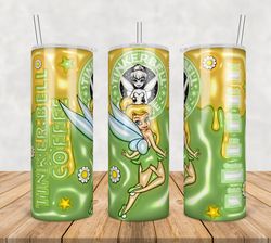 Tinker Bell Tumbler Wrap Png, Tinker Bell 20oz Skinny Tumbler Template Png, Tinker Bell Png, Cartoon 3d Inflated Tumbler