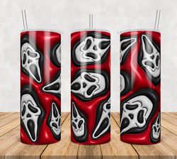 Ghostface Tumbler Wrap Png, Ghostface 20oz Skinny Tumbler Template Png, Horror Movie Png, Cartoon 3d Inflated Tumbler