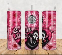Ghostface Tumbler Wrap Png, Ghostface 20oz Skinny Tumbler Template Png, Scream Coffee Png, Cartoon 3d Inflated Tumbler