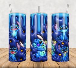 Stitch Tumbler Wrap Png, Disney Stitch 20oz Skinny Tumbler Template Png, Cartoon 3d Inflated Tumbler
