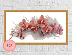 Cross Stitch Pattern , Pink Orchid II,Digital Download , Flower Needlework , X Stitch Supplies,Floral Stitching